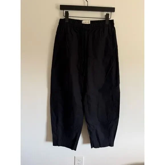 $80 Abercrombie & Fitch Linen Blend Pull on Barrel Pant XS Black - Picture 4 of 10